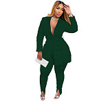 2 piece set women European and American style solid color tassel professional multicolor suit