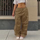 European and American women clothing autumn high waist wide leg loose casual trousers