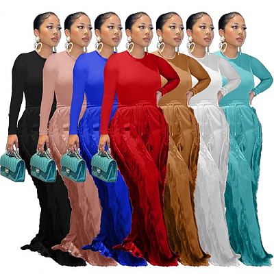 New products sleeveless tassel plus size women's sets women fashion two piece set
