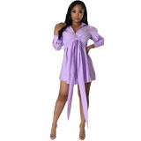Women fall 2022 latest dress designs for ladies knotted shirt dresses