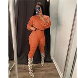 Fall winter thick hoodie and pants set long sleeve knit sweater set