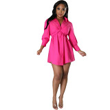 Women fall 2022 latest dress designs for ladies knotted shirt dresses