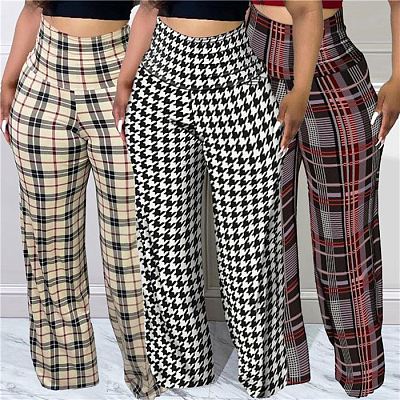 Wholesale long loose wide leg trousers casual ladies high waist plus size women's pants