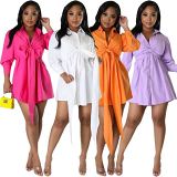 Women fall 2022 latest dress designs for ladies knotted shirt dresses