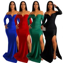 Hot sale women sexy plain elegant club evening dresses floor length prom dresses 2022