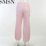European and American women clothing autumn high waist wide leg loose casual trousers