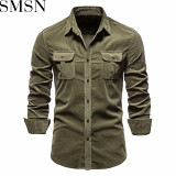 Men autumn cotton corduroy men business shirt slim casual shirt men new long sleeve shirt
