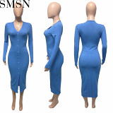 Plus Size Dress Amazon new autumn and winter thread slit slim fit sexy dress