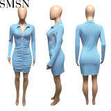 Plus Size Dress Amazon women autumn New thread single breasted sheath sexy dress