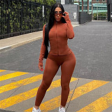 Two piece outfits Amazon autumn and winter New Fashion long sleeve zipper slim fit high top sports suit