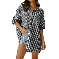 2022 Amazon women's autumn ladies fashion loose casual plaid shirt