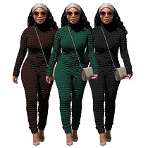 Romper jumpsuit Europe and America autumn and winter new stretch bubble collar slim fashion jumpsuit