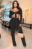2 piece set women Amazon 2022 autumn and winter off shoulder thread short top trousers sexy suit