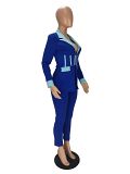 2 piece outfits European and American 2022 autumn new color matching suit two piece suit