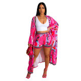 Two piece set women clothing European and American coat shorts positioning printing two piece set