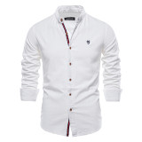 Spring and Summer Slim fit shirt casual men fashion business Pure Color long sleeve shirt men (US size)