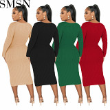 Plus Size Dress Amazon new thread patchwork pocket slim fit sexy dress