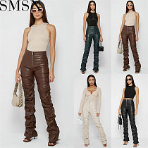 Amazon foreign trade women clothing fashion tight PU leather trousers