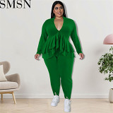 2 piece set women large size new women clothing wholesale supply top with blouse and pants set