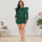 Plus Size Dress European and American plus size women clothes autumn new long sleeve special piece dress