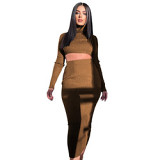 2 piece set women Amazon new autumn and winter long sleeve skirt commute slim fit two piece set