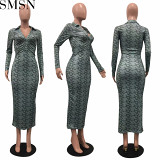 Plus Size Dress 2022 Autumn New Amazon printed dress