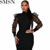 Plus Size Dress Amazon cross border goods three dimensional petals mesh sleeves dress