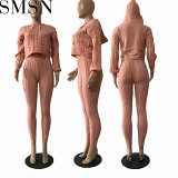 2 Piece Set Women high elastic solid color anti Pilling sweater set two piece set