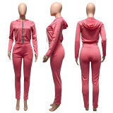 2 piece set women Amazon autumn and winter zipper jogging casual hooded sweater two piece set