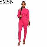 2 piece outfits autumn and winter long sleeve off shoulder pleated leisure commute two piece set