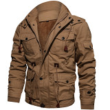 2022 Amazon autumn and winter men cotton jacket plus velvet working wear large size coat men