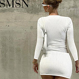 Plus Size Dress Amazon new thread fashionable fitted long sleeve short skirt sheath dress