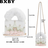 Cute floral children crossbody bag plush small square bag