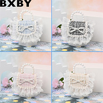Children Bag Autumn elegant handbag bow lace chain bag