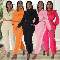 2022 Hot Ladies Casual Outfits Ruffled Plus Size Street Wear Fall Women Two Piece Pants Set