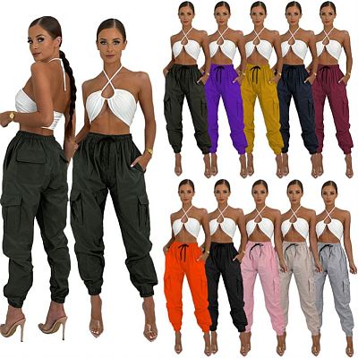 Fashion Ladies Casual Trousers Street Wear Loose Fall Plus Size Womens Cargo Pants