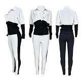 Trendy Ladies 2 PCS  clothes  Outfits Patchwork Streetwear  Fall Shirt Women Two Piece  Set