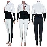 Trendy Ladies 2 PCS  clothes  Outfits Patchwork Streetwear  Fall Shirt Women Two Piece  Set