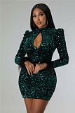 2023 new arrivals sexy backless sequins dress feather sleeve skinny prom dress