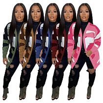 Hot Selling Ladies Cardigan Sweater Camouflage Casual Plus Size Fall Women Knitted Coats