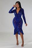 Trendy Ladies Formal Dress V Neck Sexy Cocktail Evening Fall Plus Size Womens Dresses