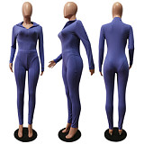 Custom Logo Ladies Costume Bodysuit Tops Skinny Plus Size Fall Women Two Piece Pants Set