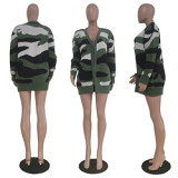 Hot Selling Ladies Cardigan Sweater Camouflage Casual Plus Size Fall Women Knitted Coats