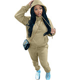 Set women fashion casual brushed hoody two piece hoodie sports suit