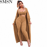 3 piece outfits Amazon hot sale fashion sexy strappy cardigan three piece set