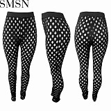 Amazon 2022 new mesh ripped hip lifting sexy high waist bottoming trousers