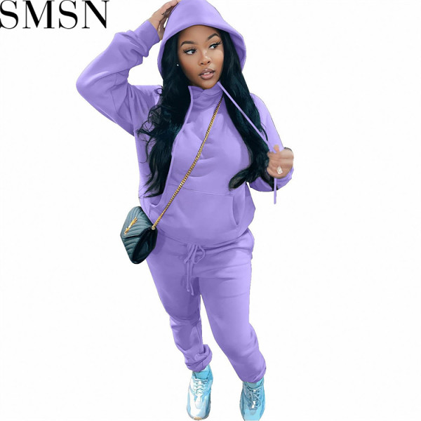 Set women fashion casual brushed hoody two piece hoodie sports suit