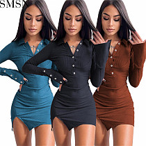 Plus Size Dress Amazon new fall and winter lapels thread slit long sleeve slim fit sexy dress