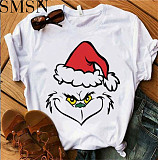 Women top European and American Foreign trade Christmas holiday printed T shirt