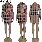 Plus Size Dress autumn temperament commute slimming women shirt dress with belt four colors